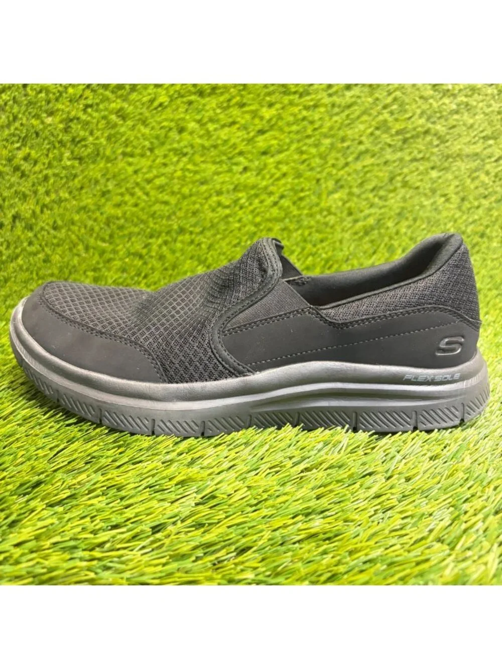 Skechers Flex Advantage Mens Size 8 Black Slip Resistant Slip On Work Shoes